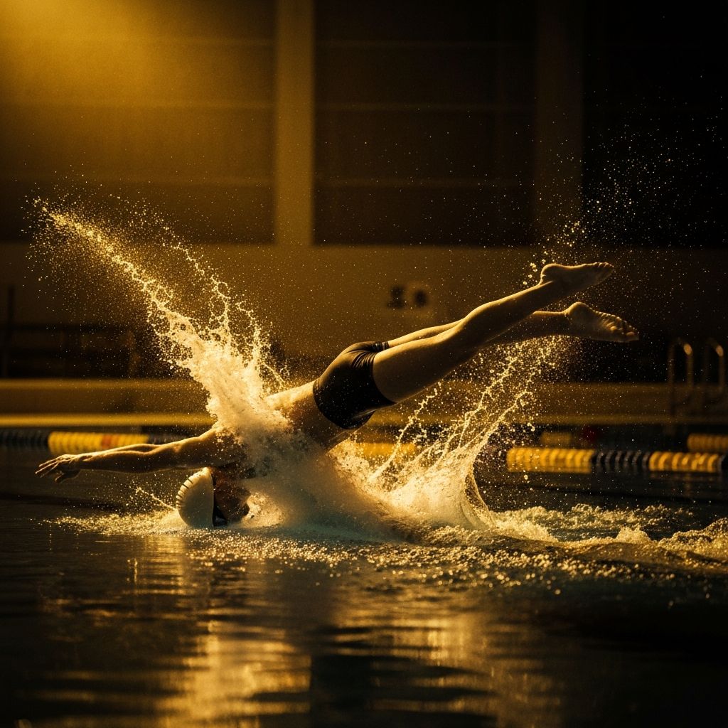 Nadador mergulhando na piscina