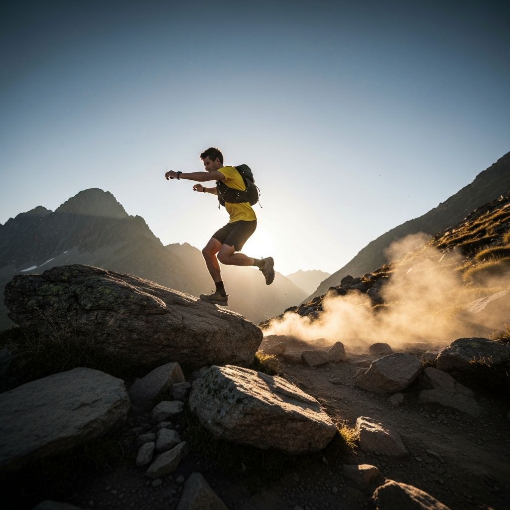 Trail runner na montanha