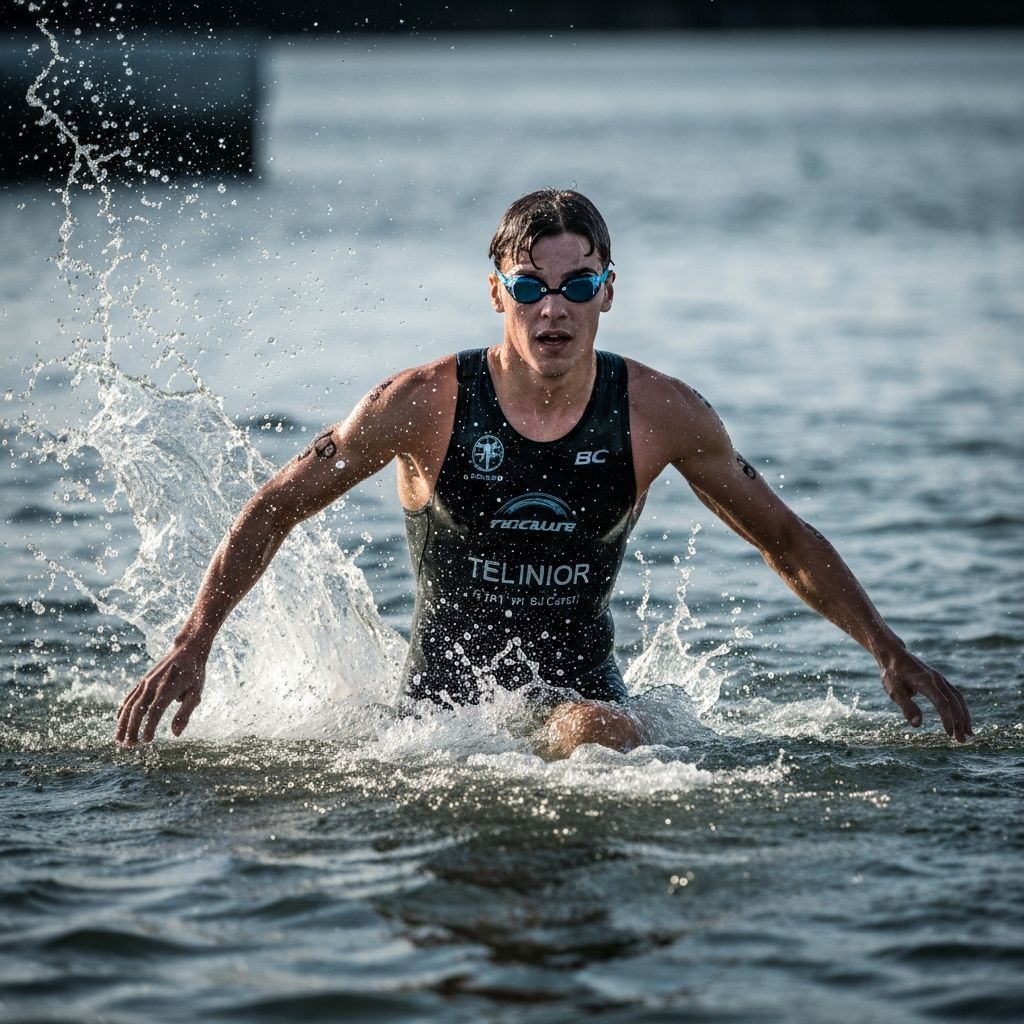 Triatleta saindo da agua